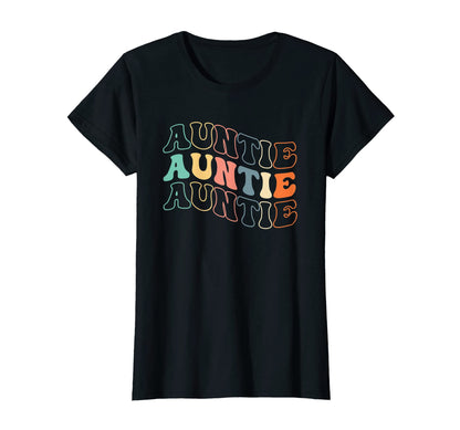 Womens Groovy Auntie Rainbow Colorful T-Shirt - Novelty Apparel for Adults - T-Shirt, Sweatshirt, Hoodie