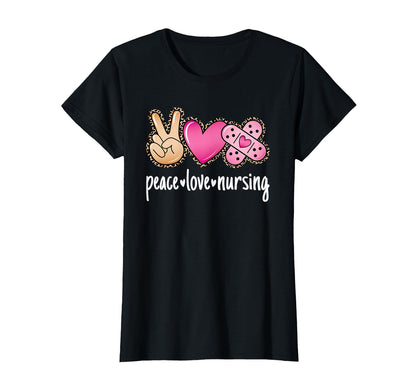 Peace Love Nursing Leopard Nurse T-Shirt - Streetwear Style for Adults - T-Shirt, Sweatshirt, Hoodie