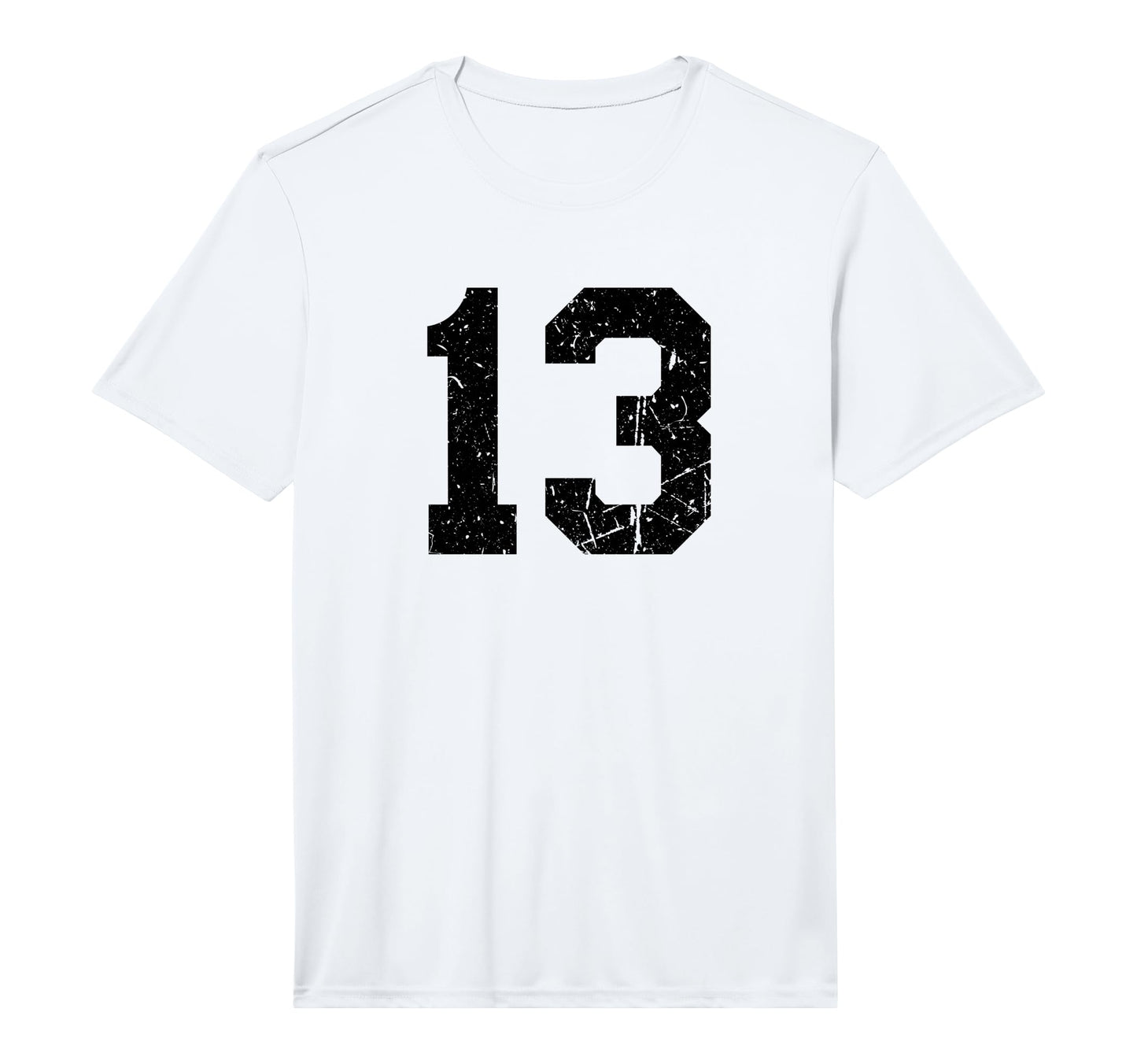 Black Distressed Sport Team Number 13 T-Shirt - Custom Art Print Unisex - T-Shirt, Sweatshirt, Hoodie