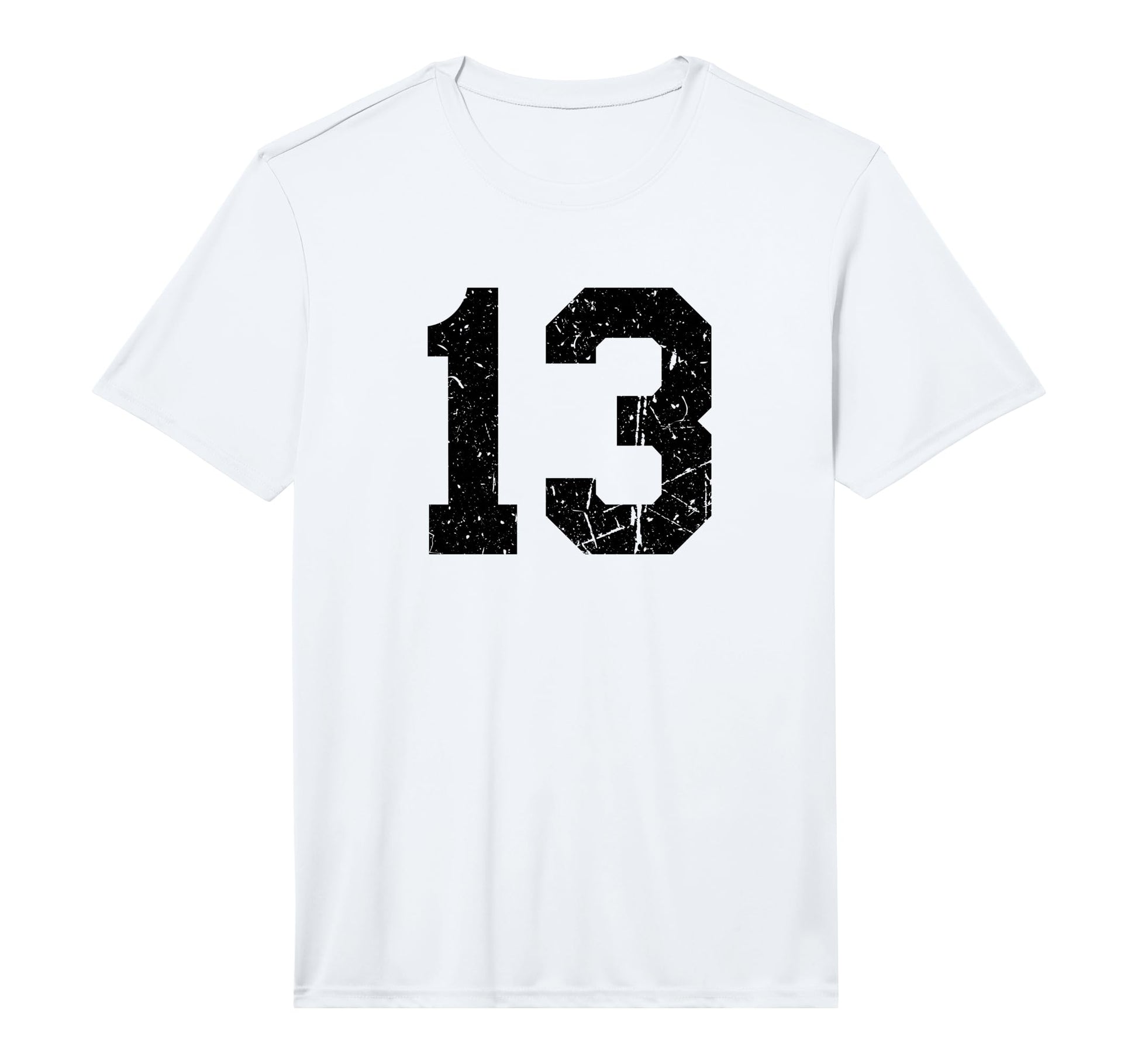 Black Distressed Sport Team Number 13 T-Shirt - Custom Art Print Unisex - T-Shirt, Sweatshirt, Hoodie
