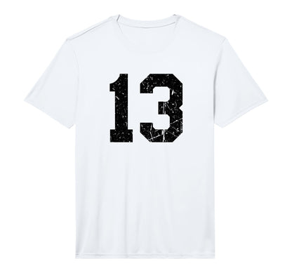 Black Distressed Sport Team Number 13 T-Shirt - Custom Art Print Unisex - T-Shirt, Sweatshirt, Hoodie