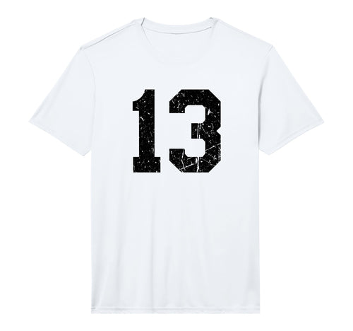 Black Distressed Sport Team Number 13 T-Shirt - Custom Art Print Unisex - T-Shirt, Sweatshirt, Hoodie