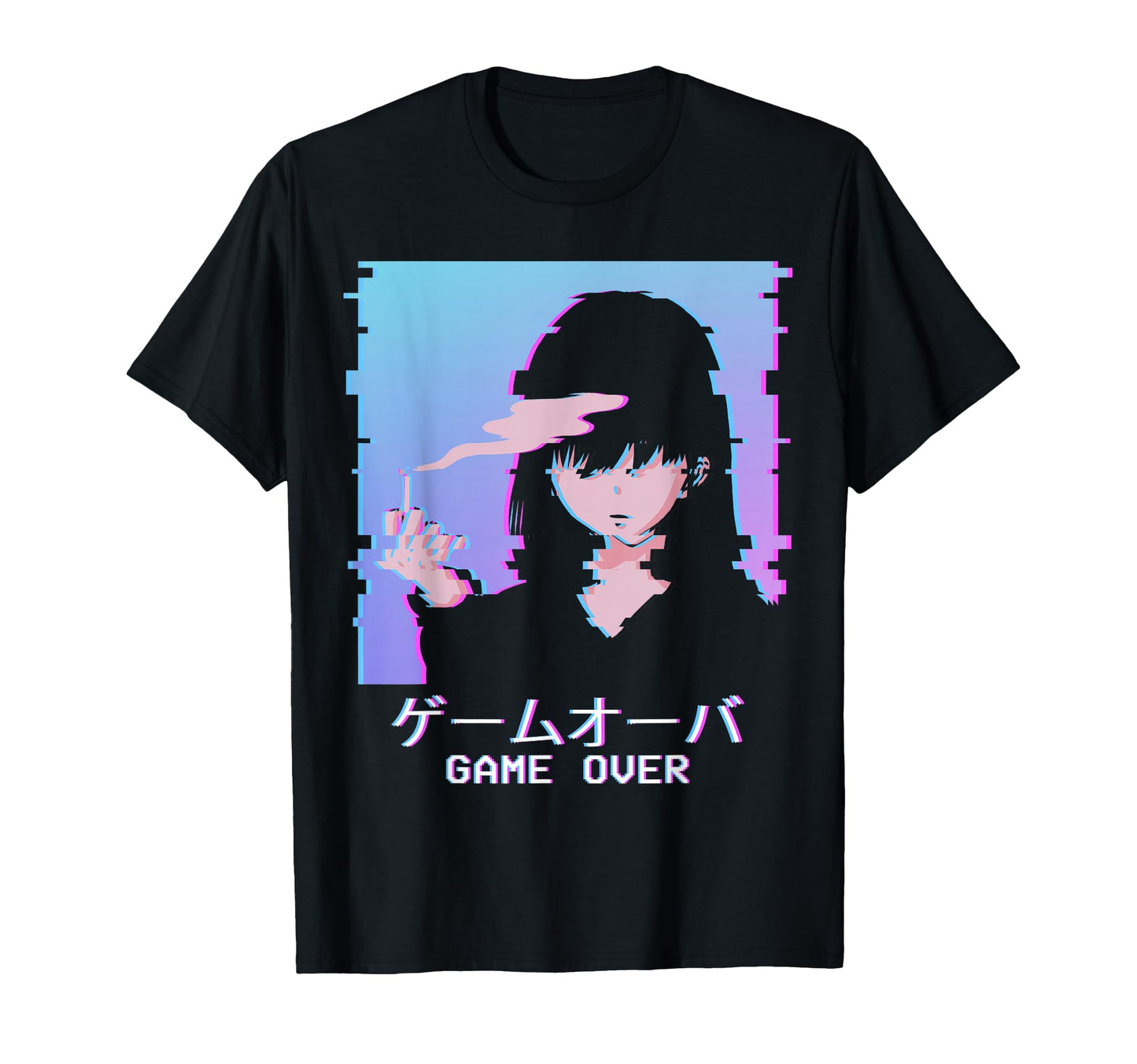 Game Over Sad Anime Vaporwave Waifu T-Shirt - Trendy Graphic Unisex - T-Shirt, Sweatshirt, Hoodie