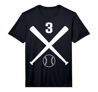 Baseball Softball Number 3 Performance T-Shirt - Custom Art Print Unisex - T-Shirt, Sweatshirt, Hoodie