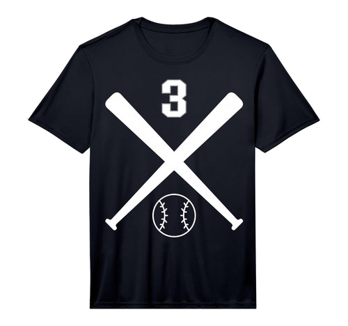 Baseball Softball Number 3 Performance T-Shirt - Custom Art Print Unisex - T-Shirt, Sweatshirt, Hoodie
