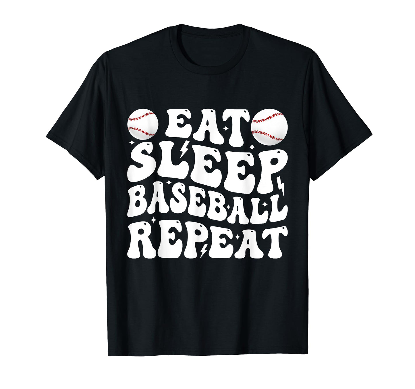 Eat Sleep Baseball Repeat Baseball T-Shirt - Minimalist Print Men Women - T-Shirt, Sweatshirt, Hoodie
