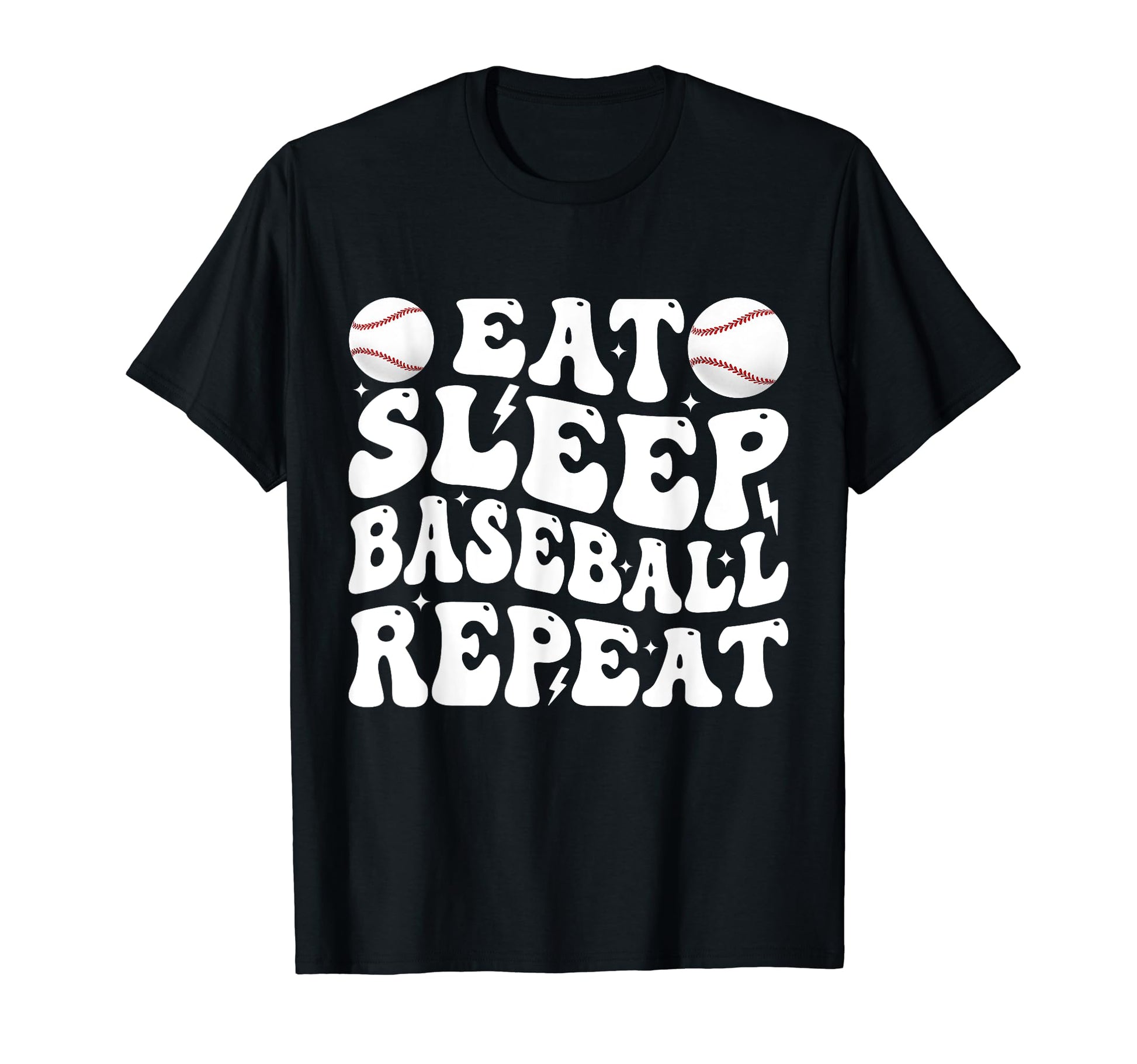 Eat Sleep Baseball Repeat Baseball T-Shirt - Minimalist Print Men Women - T-Shirt, Sweatshirt, Hoodie
