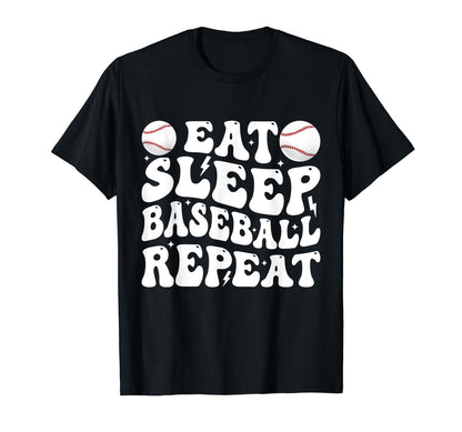 Eat Sleep Baseball Repeat Baseball T-Shirt - Minimalist Print Men Women - T-Shirt, Sweatshirt, Hoodie