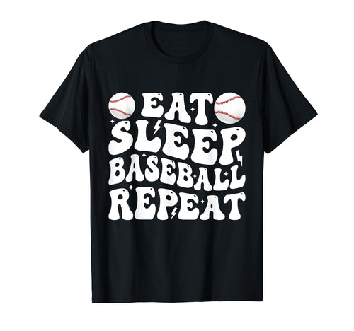 Eat Sleep Baseball Repeat Baseball T-Shirt - Minimalist Print Men Women - T-Shirt, Sweatshirt, Hoodie