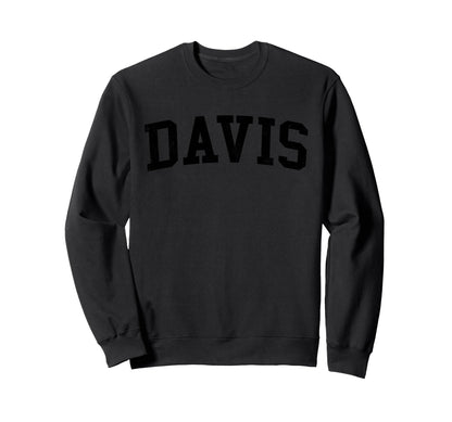 Davis Ca Distressed Black Varsity Sweatshirt - Minimalist Print Unisex - T-Shirt, Sweatshirt, Hoodie