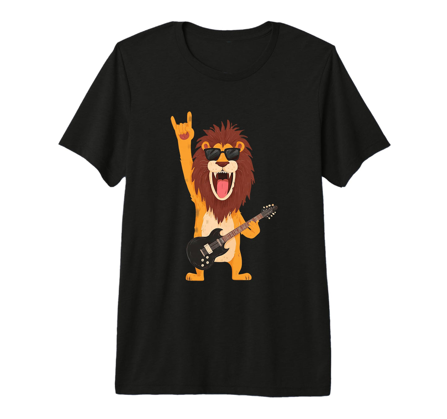 Cartoon Lion Playing Guitar Rock Music T-Shirt - Trendy Graphic Men Women - T-Shirt, Sweatshirt, Hoodie