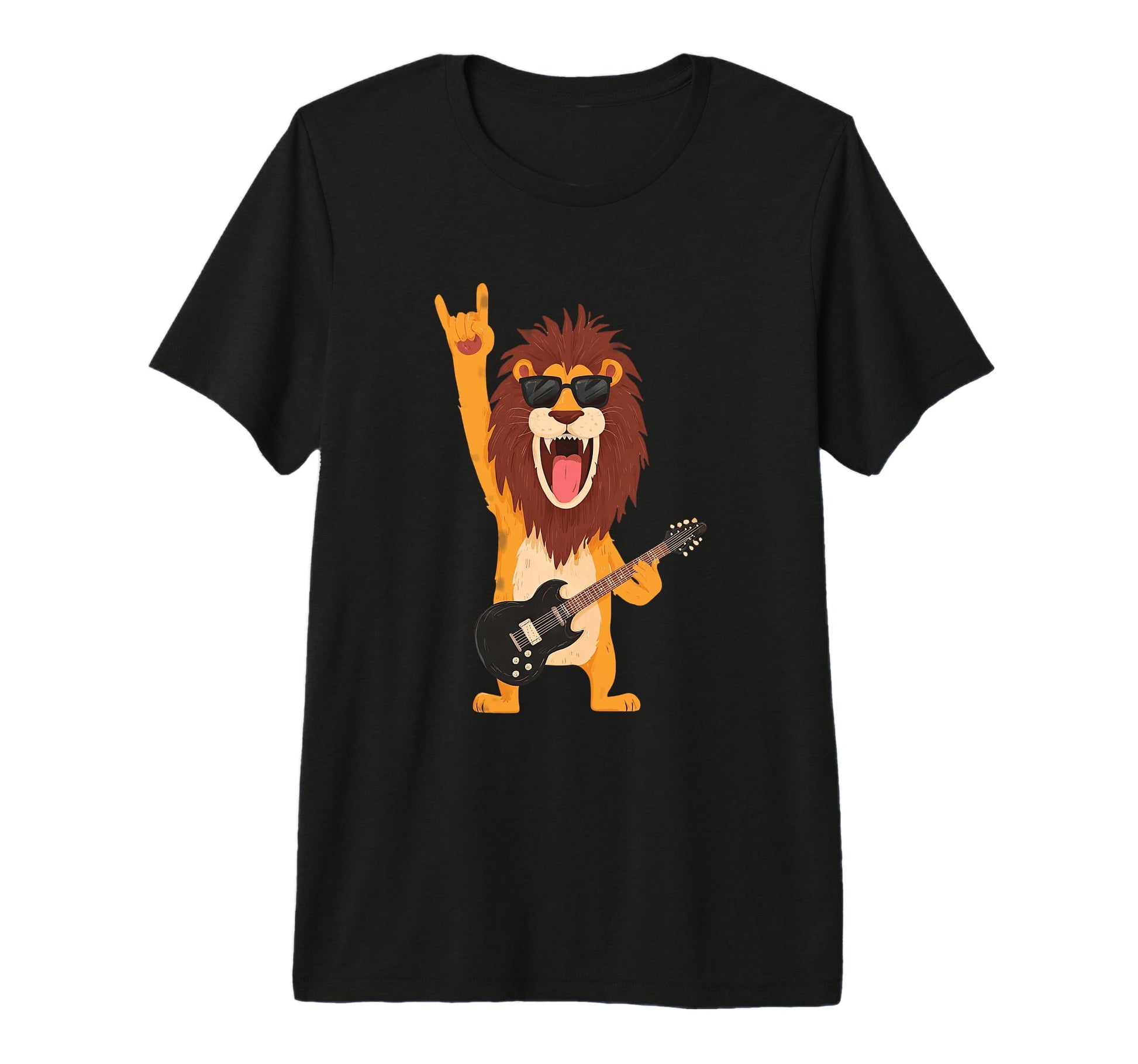 Cartoon Lion Playing Guitar Rock Music T-Shirt - Trendy Graphic Men Women - T-Shirt, Sweatshirt, Hoodie