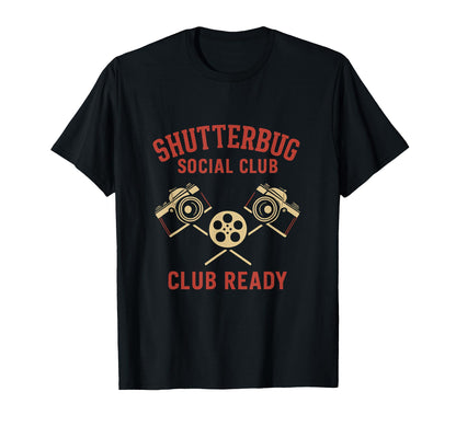 Shutterbug Social Club Camera T-Shirt - Minimalist Print Men Women - T-Shirt, Sweatshirt, Hoodie