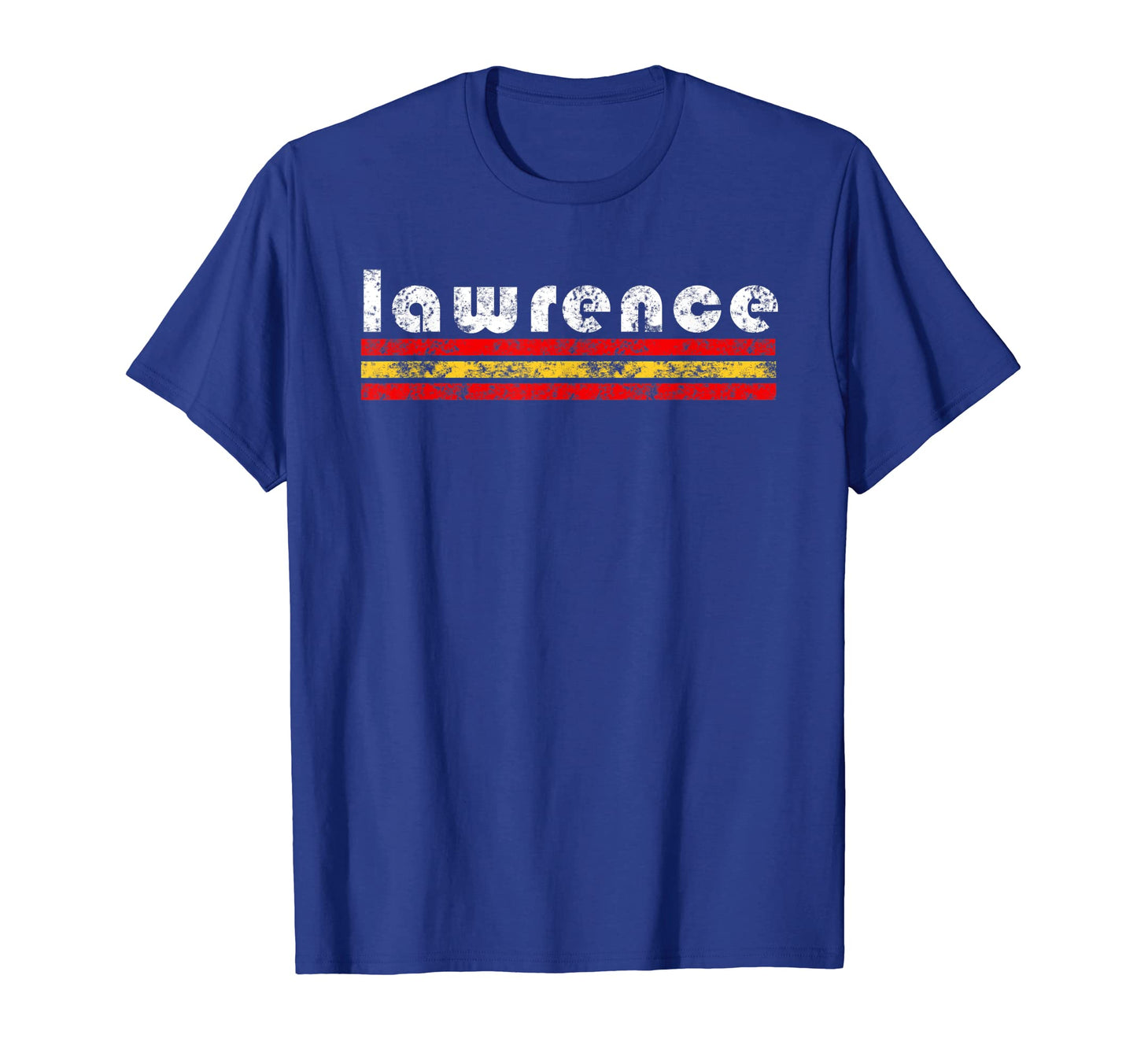 Lawrence Kansas Three Stripe Weathered T-Shirt - Aesthetic Graphic Unisex - T-Shirt, Sweatshirt, Hoodie