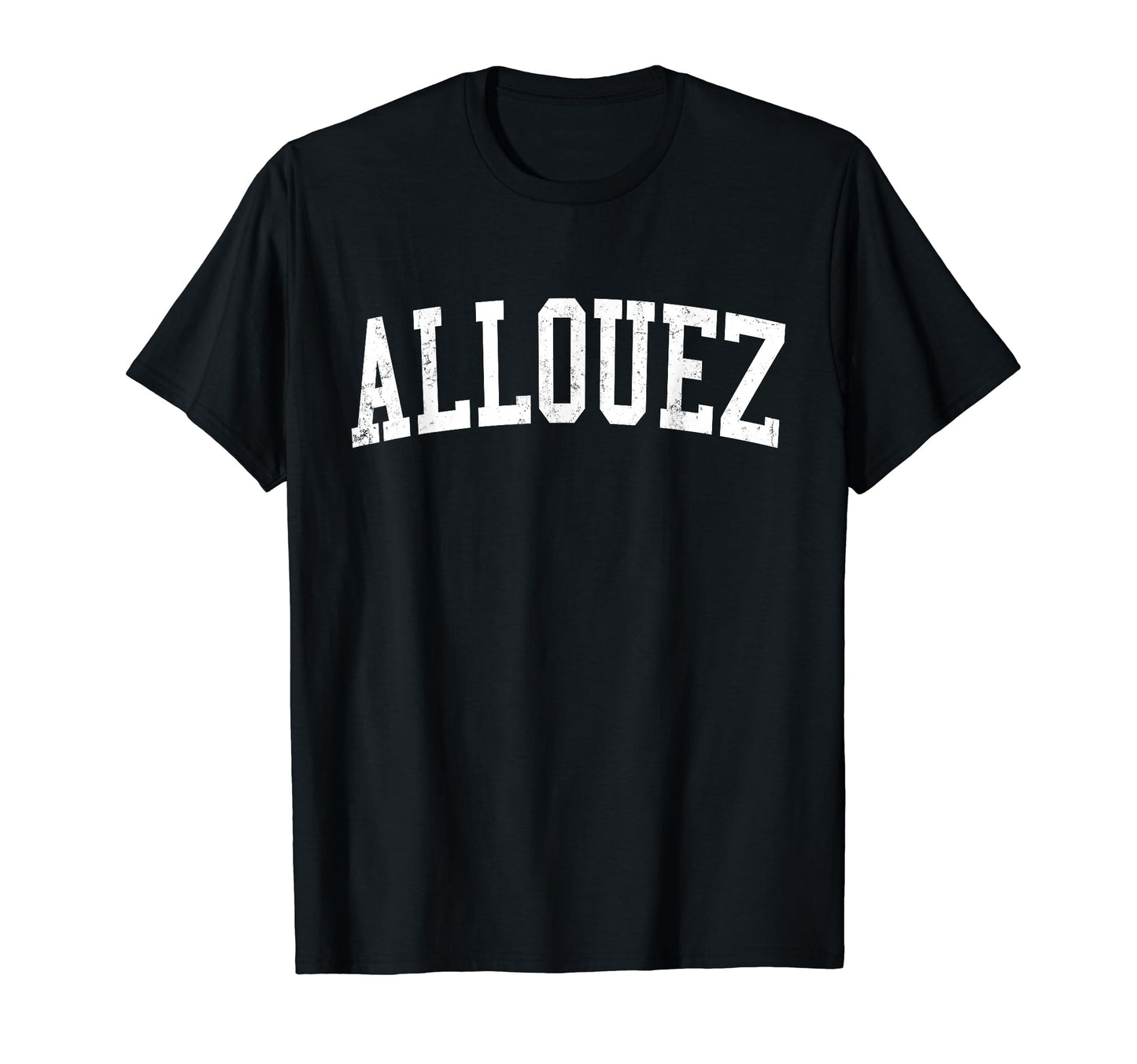 Allouez Wi Distressed White Varsity T-Shirt - Trendy Graphic Unisex - T-Shirt, Sweatshirt, Hoodie