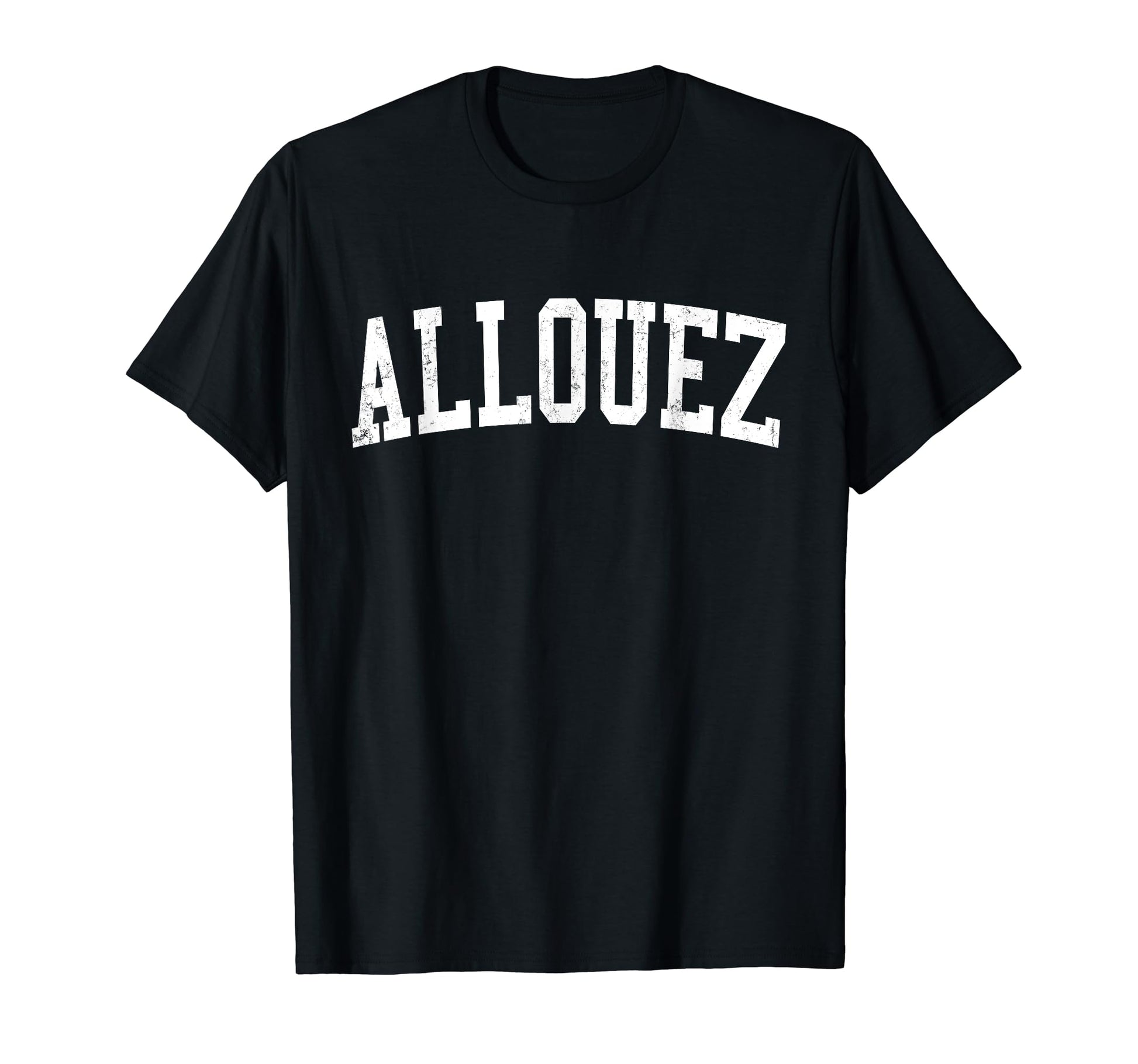 Allouez Wi Distressed White Varsity T-Shirt - Trendy Graphic Unisex - T-Shirt, Sweatshirt, Hoodie