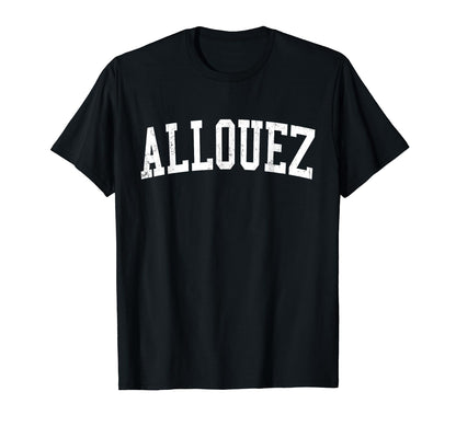 Allouez Wi Distressed White Varsity T-Shirt - Trendy Graphic Unisex - T-Shirt, Sweatshirt, Hoodie