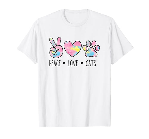 Peace Love Cats Paw Heart Cat Lover T-Shirt - Aesthetic Graphic for Adults - T-Shirt, Sweatshirt, Hoodie