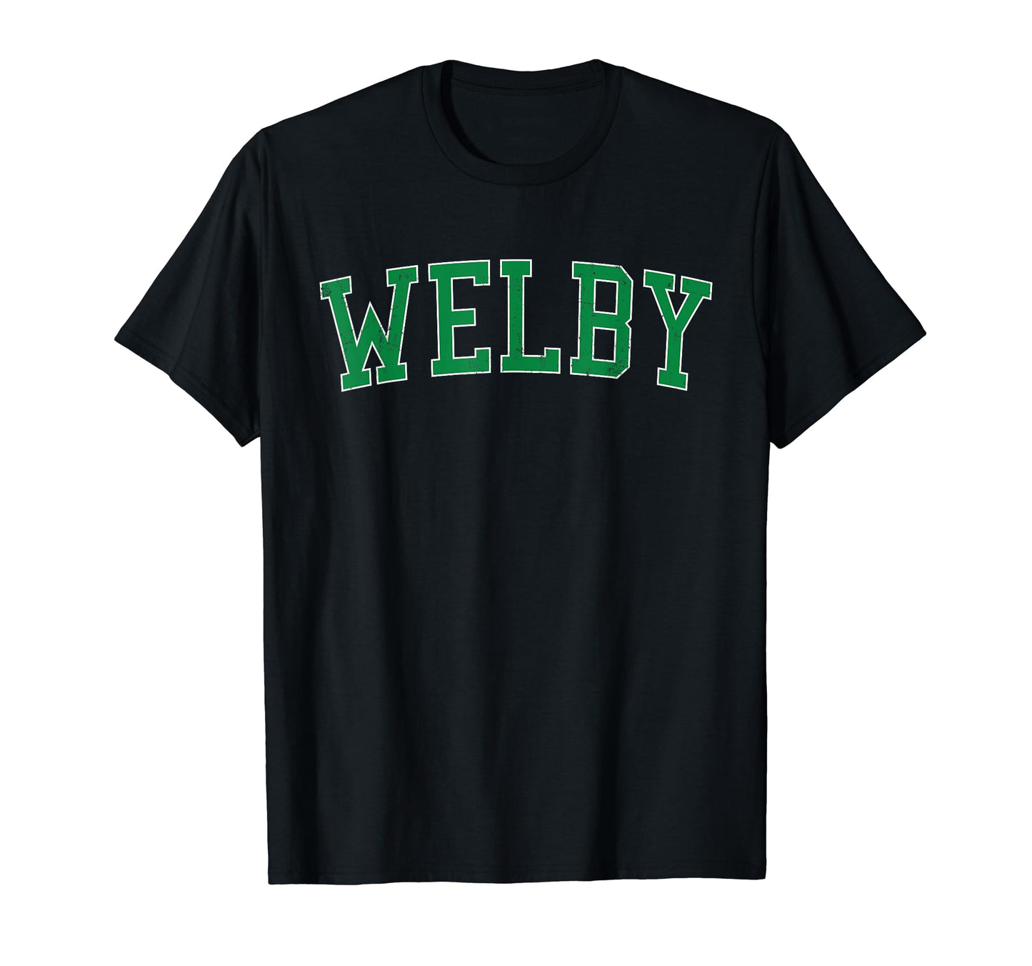 Welby Co Distressed Green Varsity T-Shirt - Unique Graphic Unisex - T-Shirt, Sweatshirt, Hoodie