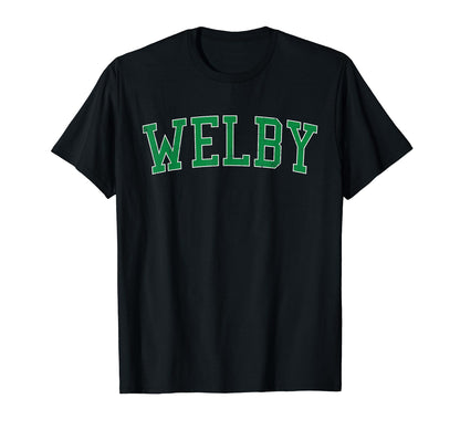 Welby Co Distressed Green Varsity T-Shirt - Unique Graphic Unisex - T-Shirt, Sweatshirt, Hoodie