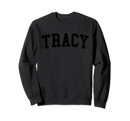 Tracy Ca Distressed Black Varsity Sweatshirt - Custom Art Print for Adults - T-Shirt, Sweatshirt, Hoodie