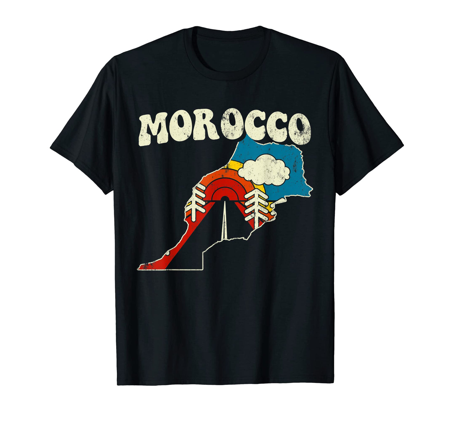 Morocco Moroccan Country Rainbow 70S T-Shirt - Casual Everyday Wear Unisex - T-Shirt, Sweatshirt, Hoodie