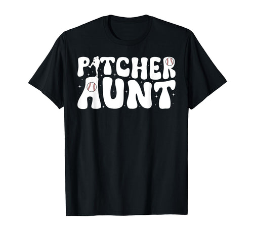 Baseball Pitcher Aunt Groovy T-Shirt - Aesthetic Graphic for Adults - T-Shirt, Sweatshirt, Hoodie