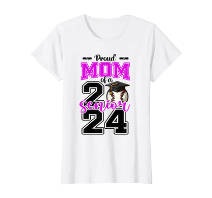Proud Mom 2024 Baseball Senior T-Shirt - Fun Novelty Design Unisex - T-Shirt, Sweatshirt, Hoodie