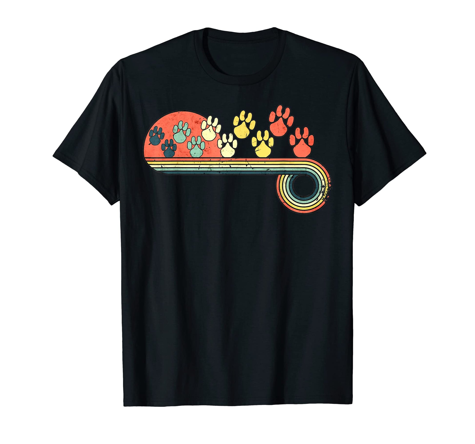 Tiger Footprint Tracks Sunset Rainbow T-Shirt - Aesthetic Graphic Men Women - T-Shirt, Sweatshirt, Hoodie