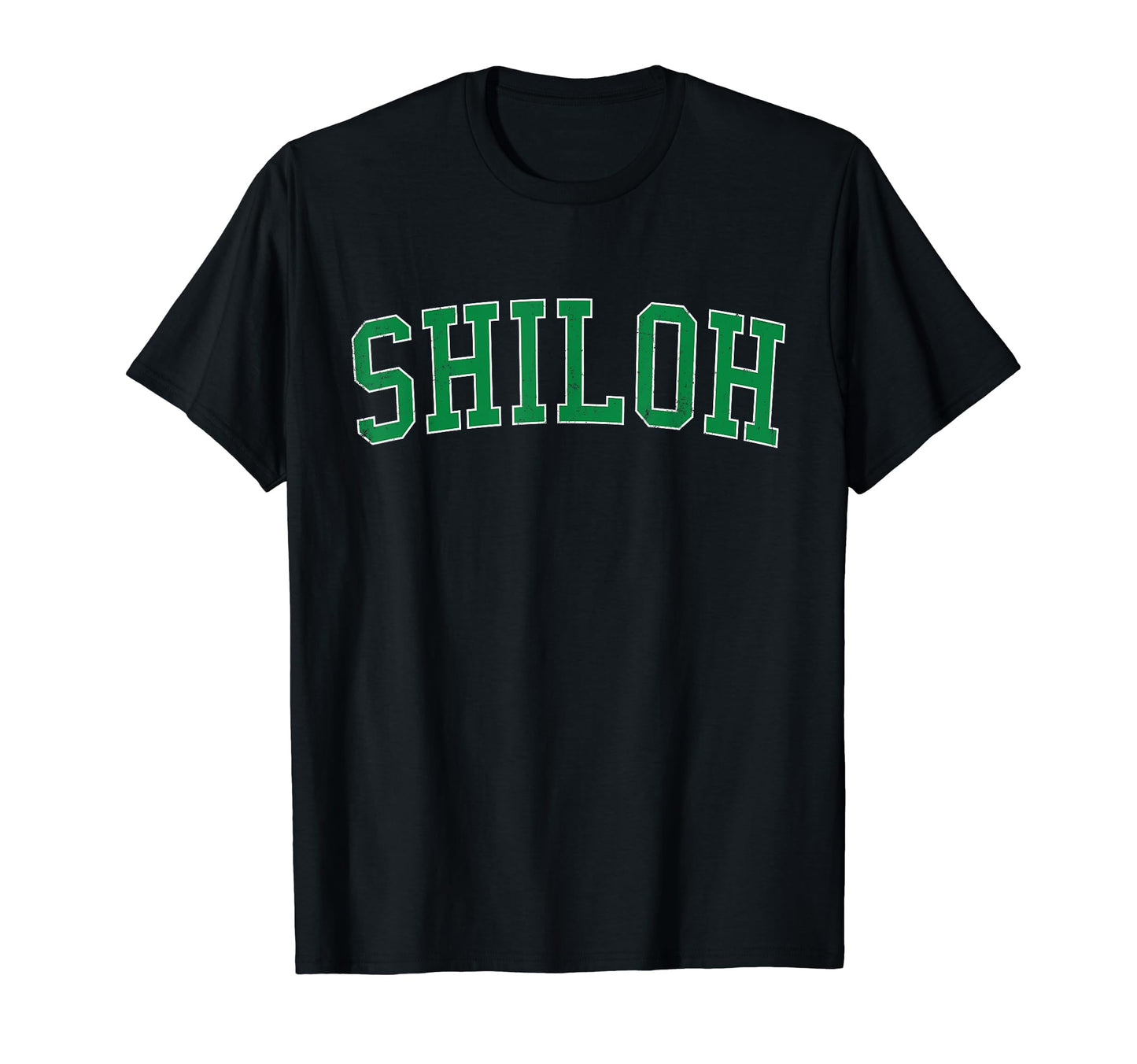 Shiloh Oh Distressed Green Varsity T-Shirt - Unique Graphic for Adults - T-Shirt, Sweatshirt, Hoodie