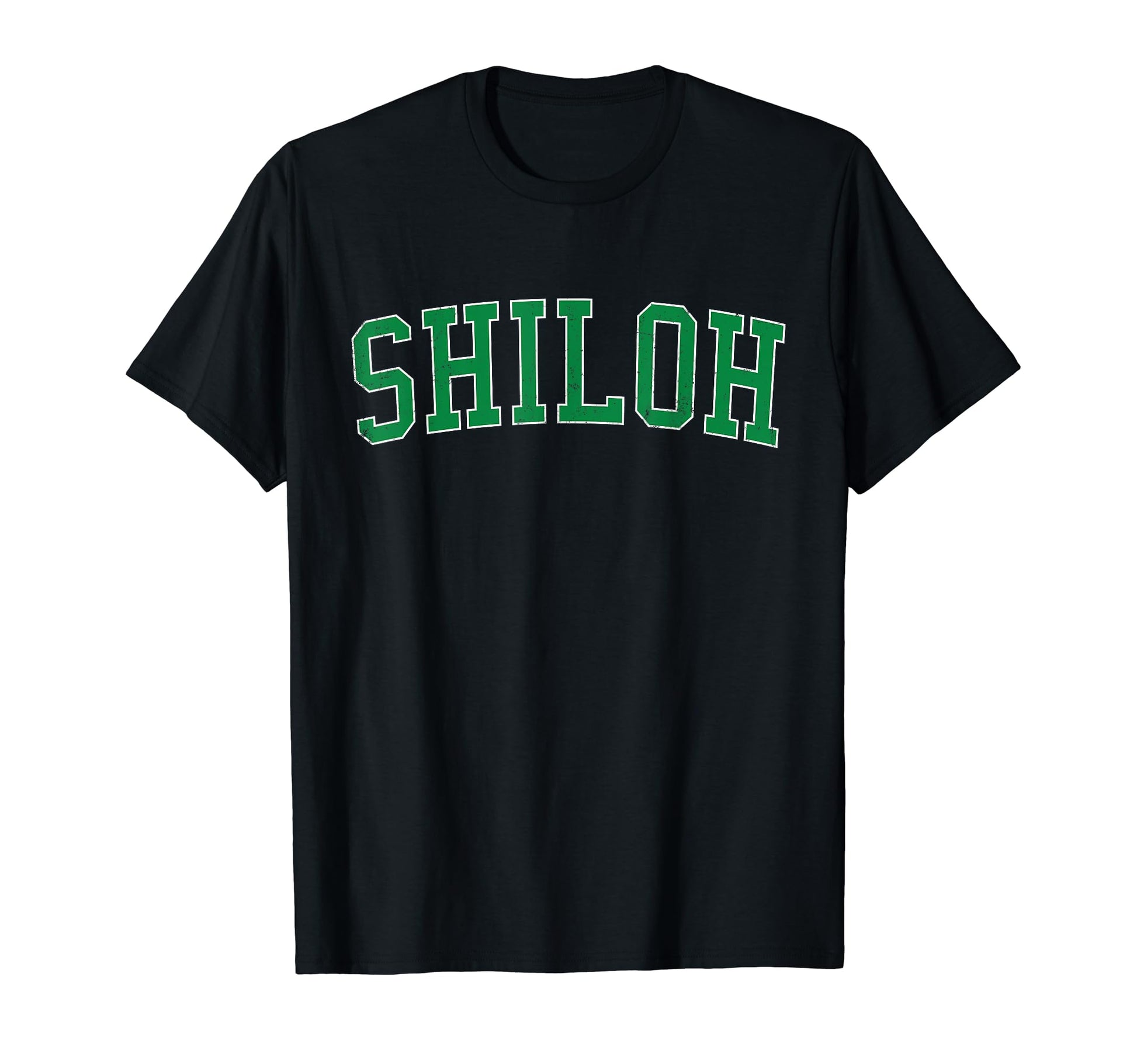 Shiloh Oh Distressed Green Varsity T-Shirt - Unique Graphic for Adults - T-Shirt, Sweatshirt, Hoodie