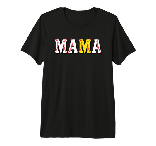 Mama Baseball Softball Mom Fan Mom Tri Blend T-Shirt - Graphic Print Unisex - T-Shirt, Sweatshirt, Hoodie