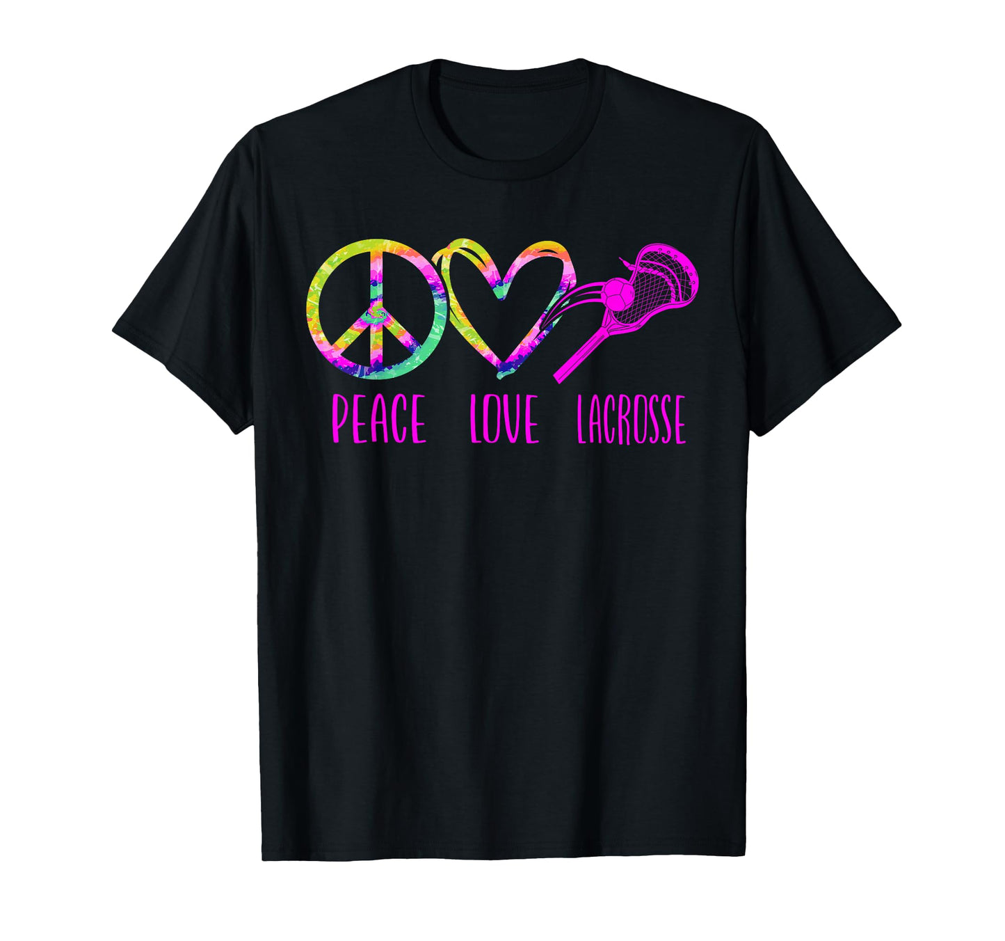 Lacrosse Lax Tie Dye Peace Love T-Shirt - Novelty Apparel Men Women - T-Shirt, Sweatshirt, Hoodie