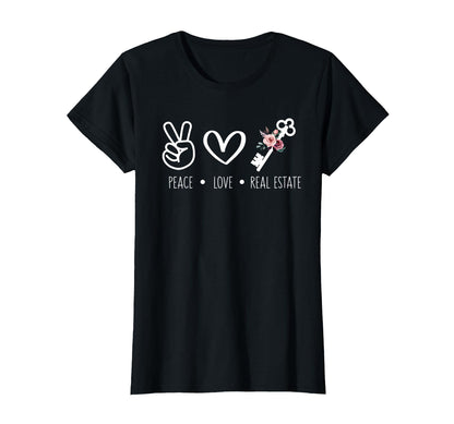 Peace Love Real Estate Agent Funny T-Shirt - Aesthetic Graphic Unisex - T-Shirt, Sweatshirt, Hoodie
