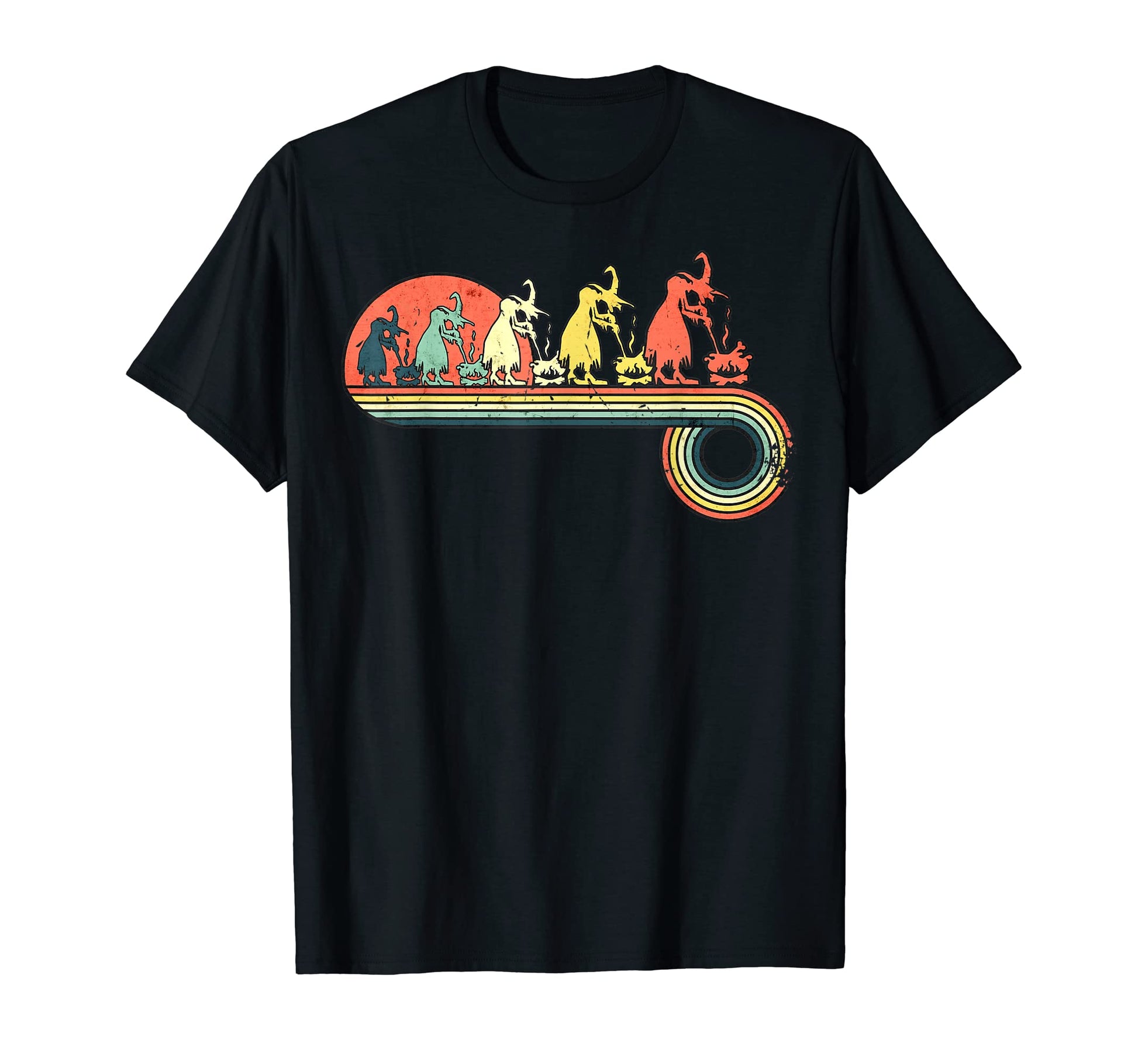 Halloween Witch Cooking Sunset Rainbow T-Shirt - Trendy Graphic for Adults - T-Shirt, Sweatshirt, Hoodie