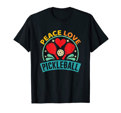 Peace Love Pickleball T-Shirt - Fun Novelty Design for Adults - T-Shirt, Sweatshirt, Hoodie