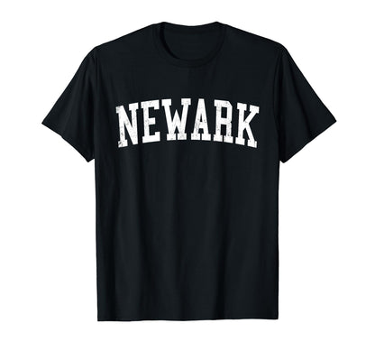 Newark De Distressed White Varsity T-Shirt - Graphic Print for Adults - T-Shirt, Sweatshirt, Hoodie