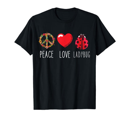 Ladybug Flower Heart Love Peace Ladybug T-Shirt - Custom Art Print Unisex - T-Shirt, Sweatshirt, Hoodie
