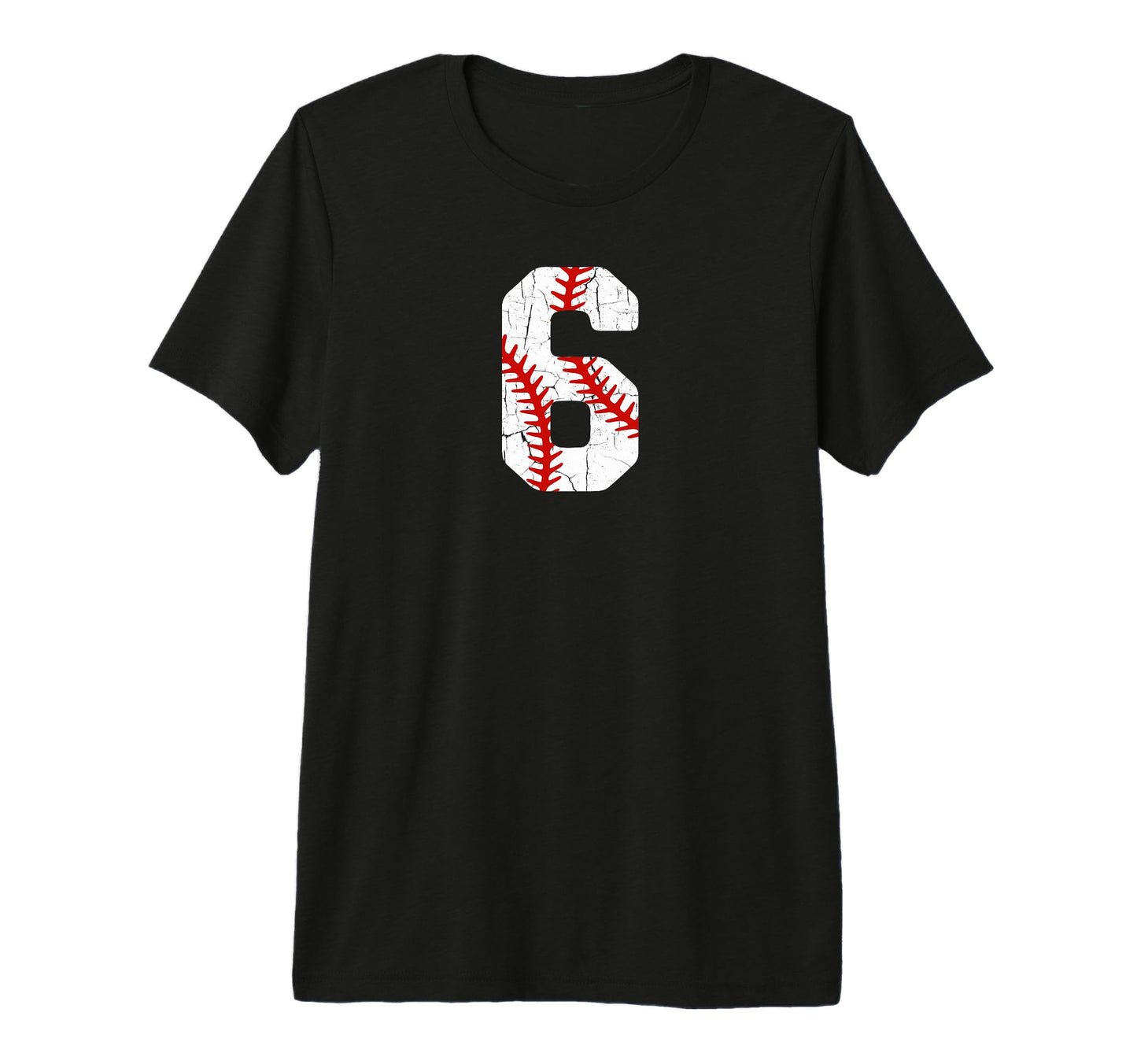 Baseball Player Jersey Number 6 6 T-Shirt - Custom Art Print for Adults - T-Shirt, Sweatshirt, Hoodie