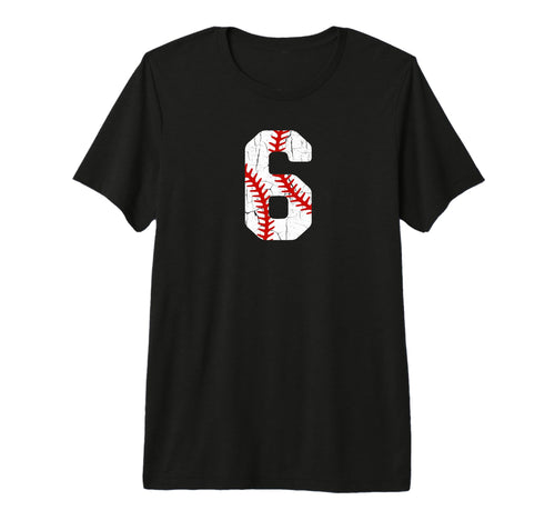 Baseball Player Jersey Number 6 6 T-Shirt - Custom Art Print for Adults - T-Shirt, Sweatshirt, Hoodie