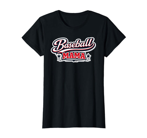 Baseball Mama Script Red White Blue Mothers T-Shirt - Graphic Print Unisex - T-Shirt, Sweatshirt, Hoodie