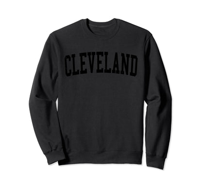 Cleveland Oh Distressed Black Varsity Sweatshirt - Streetwear Style Unisex - T-Shirt, Sweatshirt, Hoodie