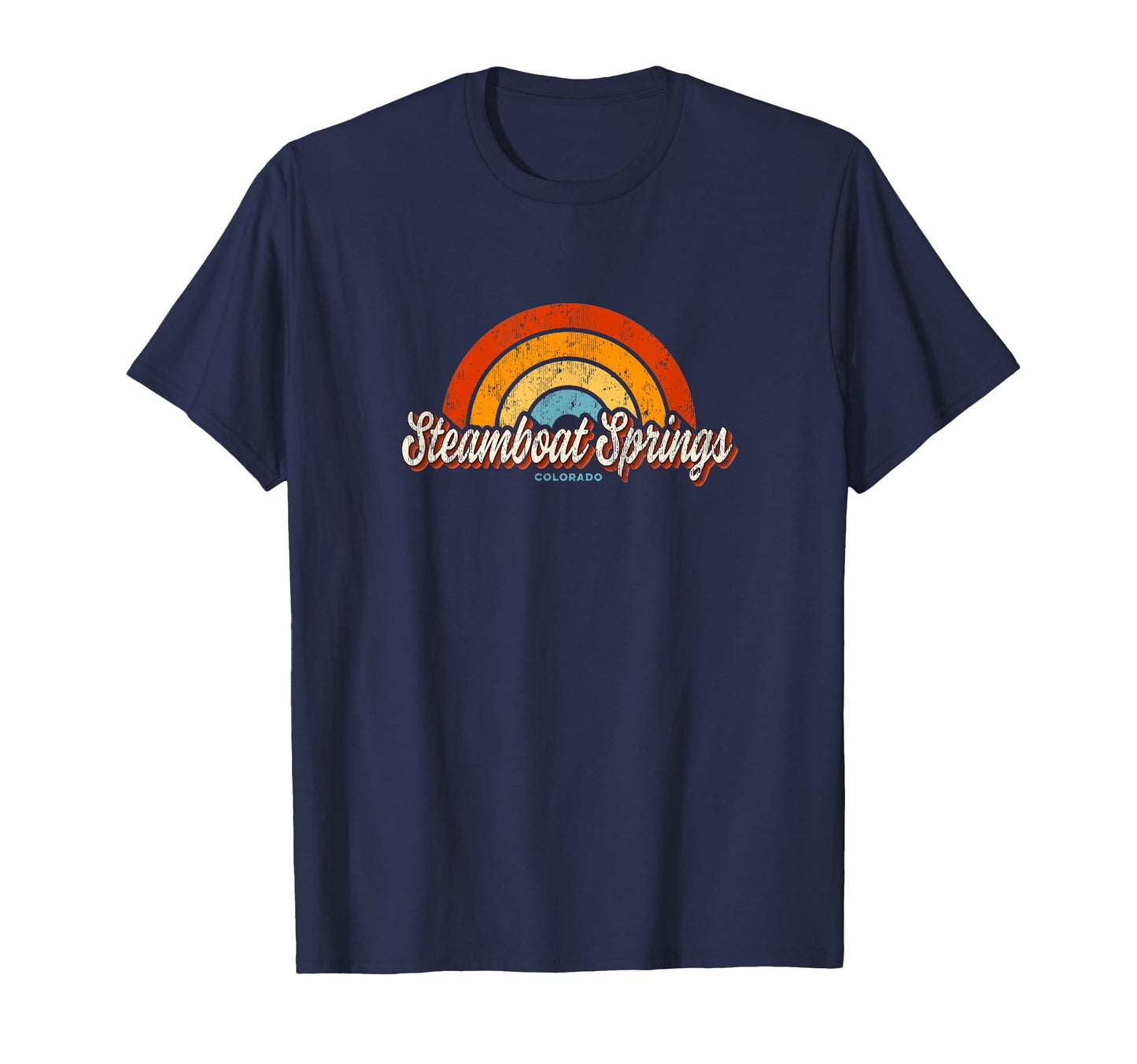 Steamboat Springs Colorado Co Rainbow 70S T-Shirt - Graphic Print Unisex - T-Shirt, Sweatshirt, Hoodie