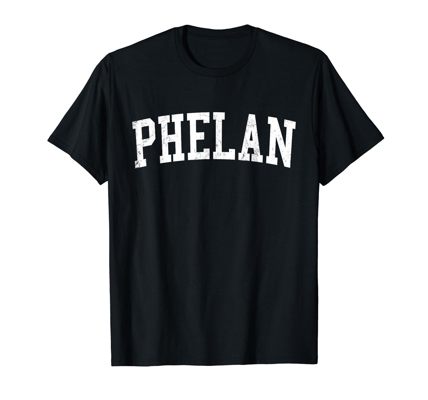 Phelan Ca Distressed White Varsity T-Shirt - Minimalist Print for Adults - T-Shirt, Sweatshirt, Hoodie