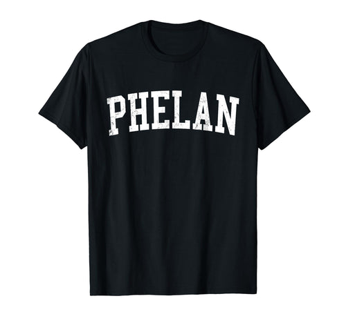 Phelan Ca Distressed White Varsity T-Shirt - Minimalist Print for Adults - T-Shirt, Sweatshirt, Hoodie