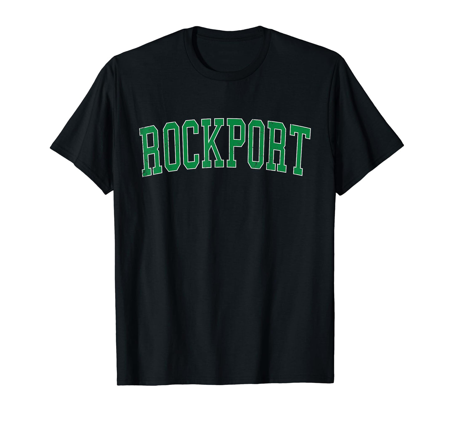 Rockport Tx Distressed Green Varsity T-Shirt - Novelty Apparel for Adults - T-Shirt, Sweatshirt, Hoodie