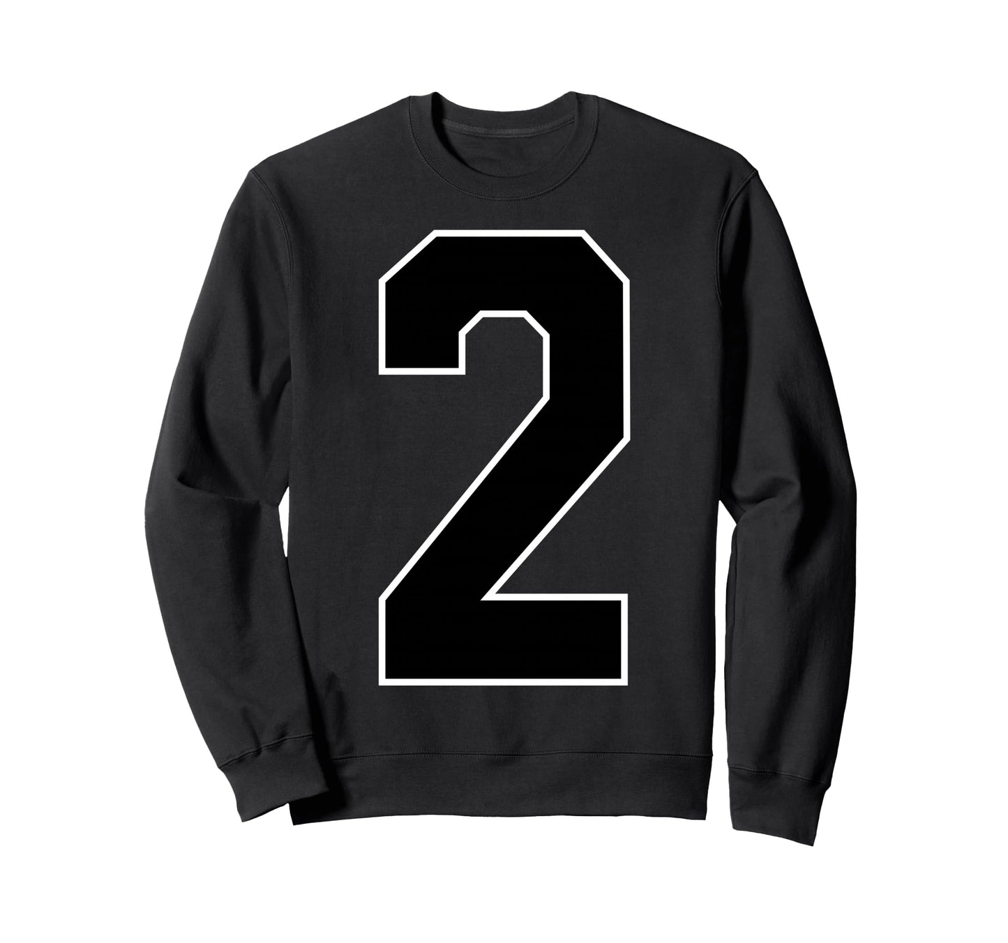 White Black Sports Team Number 2 Sweatshirt - Graphic Print for Adults - T-Shirt, Sweatshirt, Hoodie