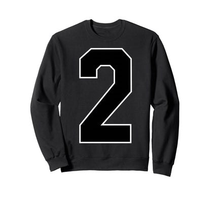 White Black Sports Team Number 2 Sweatshirt - Graphic Print for Adults - T-Shirt, Sweatshirt, Hoodie
