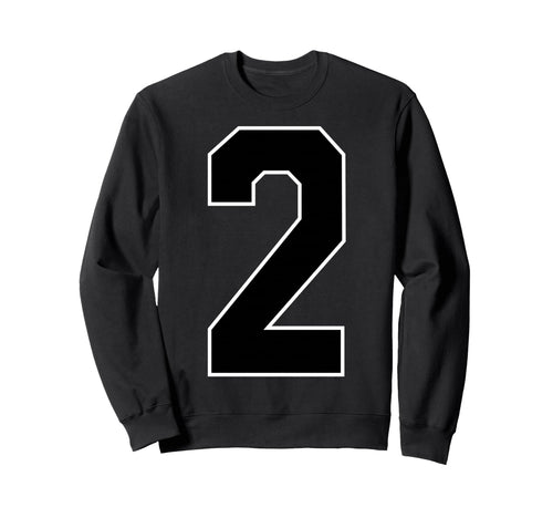 White Black Sports Team Number 2 Sweatshirt - Graphic Print for Adults - T-Shirt, Sweatshirt, Hoodie