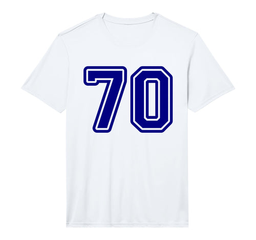 Number 70 Blue Sports Team Varsity T-Shirt - Novelty Apparel Men Women - T-Shirt, Sweatshirt, Hoodie